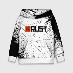 Толстовка-худи детская RUST брызги красок, цвет: 3D-белый