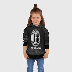 Толстовка-худи детская AC Milan с потертостями на темном фоне, цвет: 3D-черный — фото 2