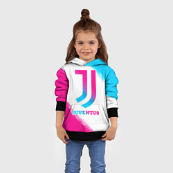 Толстовка-худи детская Juventus neon gradient style, цвет: 3D-черный — фото 2
