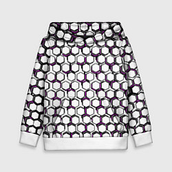 Толстовка-худи детская Киберпанк узор из шестиугольников розовый, цвет: 3D-белый