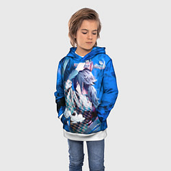 Толстовка-худи детская Гию Томиока из Клинка рассекающего демонов, цвет: 3D-белый — фото 2