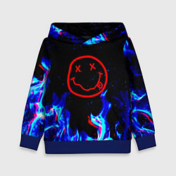 Толстовка-худи детская Nirvana flame, цвет: 3D-синий