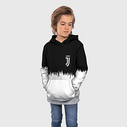 Толстовка-худи детская Juventus белый огонь текстура, цвет: 3D-меланж — фото 2