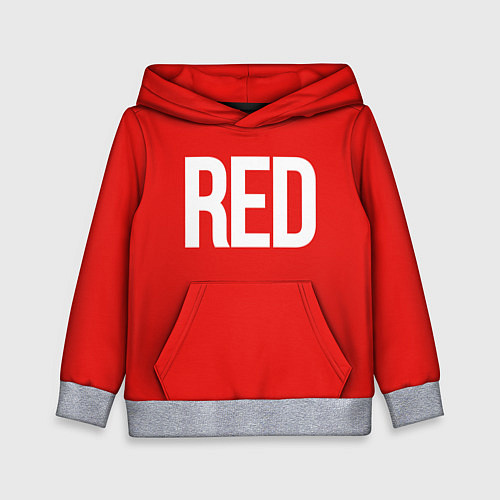 Детская толстовка Клубнично-красный со словом red / 3D-Меланж – фото 1