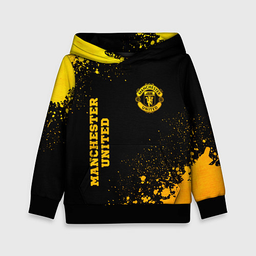 Детская толстовка Manchester United - gold gradient вертикально / 3D-Черный – фото 1