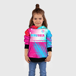 Толстовка-худи детская Borussia neon gradient style посередине, цвет: 3D-черный — фото 2