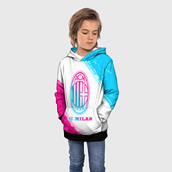 Толстовка-худи детская AC Milan neon gradient style, цвет: 3D-черный — фото 2