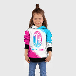 Толстовка-худи детская AC Milan neon gradient style, цвет: 3D-черный — фото 2