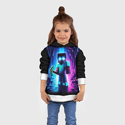 Толстовка-худи детская Minecraft - neon character ai art, цвет: 3D-белый — фото 2
