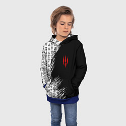 Толстовка-худи детская Знаки ведьмака штриховкой, цвет: 3D-синий — фото 2
