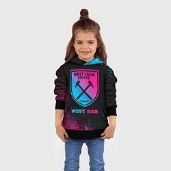 Толстовка-худи детская West Ham - neon gradient, цвет: 3D-черный — фото 2