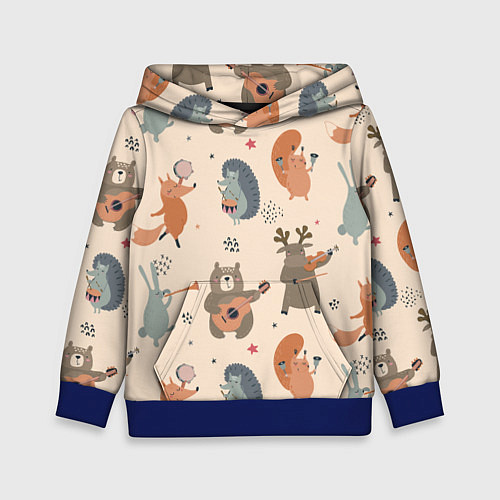 Детская толстовка Животные с инструментами / 3D-Синий – фото 1