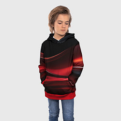 Толстовка-худи детская Темная красная абстракция на черном фоне, цвет: 3D-красный — фото 2
