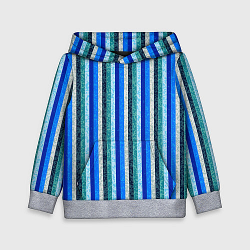 Детская толстовка Сине-бирюзовый полосатый / 3D-Меланж – фото 1