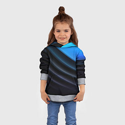 Толстовка-худи детская Геометрическая синяя абстракция на черном фоне мин, цвет: 3D-меланж — фото 2