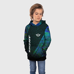 Толстовка-худи детская Mini sport glitch blue, цвет: 3D-черный — фото 2