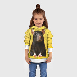 Толстовка-худи детская Крыса черная, цвет: 3D-белый — фото 2