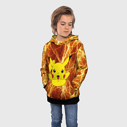 Толстовка-худи детская Pikachu yellow lightning, цвет: 3D-черный — фото 2