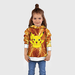 Толстовка-худи детская Pikachu yellow lightning, цвет: 3D-белый — фото 2