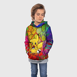 Толстовка-худи детская Pikachu pokeballs, цвет: 3D-меланж — фото 2