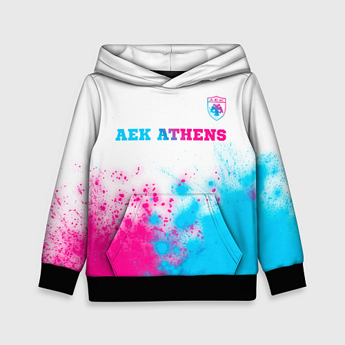 Детская толстовка AEK Athens neon gradient style посередине / 3D-Черный – фото 1