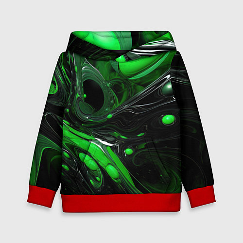 Детская толстовка Green dark abstract geometry style / 3D-Красный – фото 1