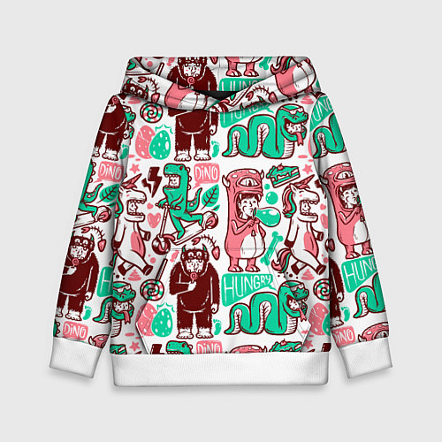 Детская толстовка Dino hungry / 3D-Белый – фото 1
