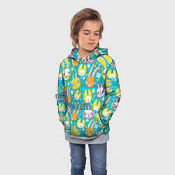 Толстовка-худи детская Разноцветные зайцы, цвет: 3D-меланж — фото 2
