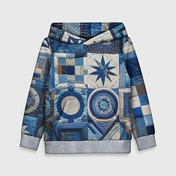 Толстовка-худи детская Denim patchwork - ai art, цвет: 3D-меланж