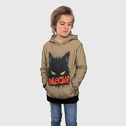 Толстовка-худи детская Силуэт кошки мяу, цвет: 3D-черный — фото 2