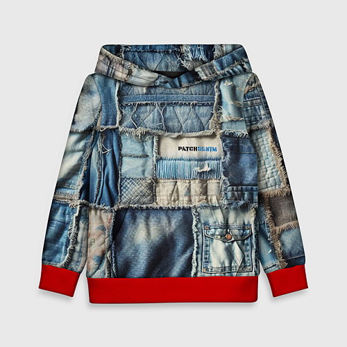 Детская толстовка Patchwork denim - vogue / 3D-Красный – фото 1