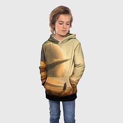 Толстовка-худи детская Пустыня и космический корабль - Дюна, цвет: 3D-черный — фото 2