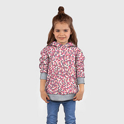 Толстовка-худи детская Паттерн соты розовый, цвет: 3D-меланж — фото 2