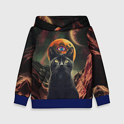 Толстовка-худи детская Кот Масон - третий глаз, цвет: 3D-синий