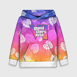 Толстовка-худи детская Grand Theft Auto VI - пальмы, цвет: 3D-белый