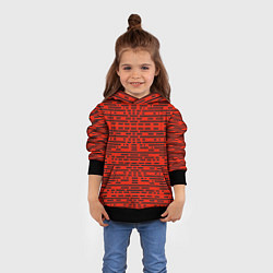 Толстовка-худи детская Чёрные полосы на красном фоне, цвет: 3D-черный — фото 2