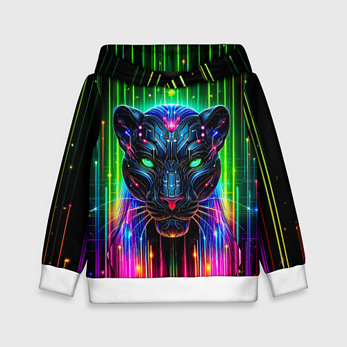 Детская толстовка Неоновая цифровая пантера / 3D-Белый – фото 1