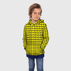 Толстовка-худи детская Жёлтые лепестки шестиугольники, цвет: 3D-синий — фото 2