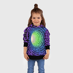 Толстовка-худи детская Червоточина - трехцветная сетка со свечением, цвет: 3D-черный — фото 2