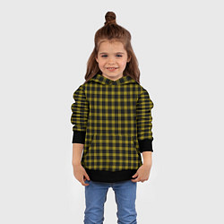 Толстовка-худи детская Чёрный с жёлтыми полосами шотландка, цвет: 3D-черный — фото 2