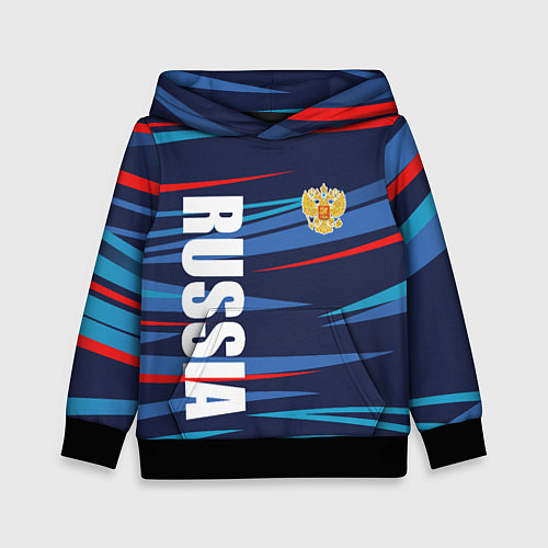 Детская толстовка Россия - blue stripes / 3D-Черный – фото 1