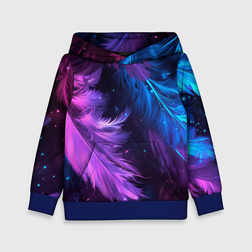 Детская толстовка Искрящиеся перья в розовых и голубых оттенках / 3D-Синий – фото 1