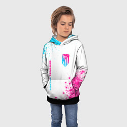 Толстовка-худи детская Atletico Madrid neon gradient style вертикально, цвет: 3D-черный — фото 2