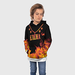 Толстовка-худи детская Елена - имя в огне, цвет: 3D-белый — фото 2