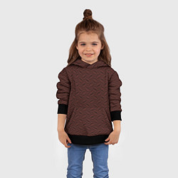 Толстовка-худи детская Красно-коричневый в чёрные волнистые полосы, цвет: 3D-черный — фото 2