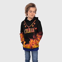 Толстовка-худи детская Степан - имя в огне, цвет: 3D-синий — фото 2