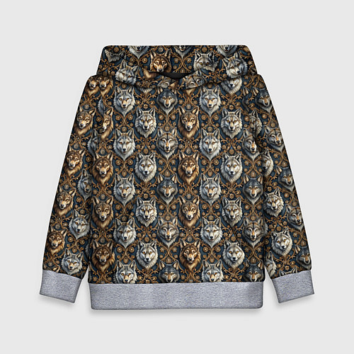 Детская толстовка Волки паттерн / 3D-Меланж – фото 1