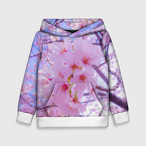 Детская толстовка Цветущая сакура на голубом фоне / 3D-Белый – фото 1