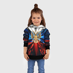 Толстовка-худи детская Герб России триколор, цвет: 3D-черный — фото 2