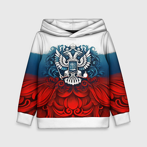 Детская толстовка Триколор и герб Росссия / 3D-Белый – фото 1